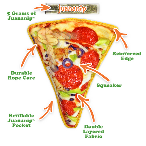 Doggijuana Tuffer Chewer Refillable Supreme Pizza Dog Toy